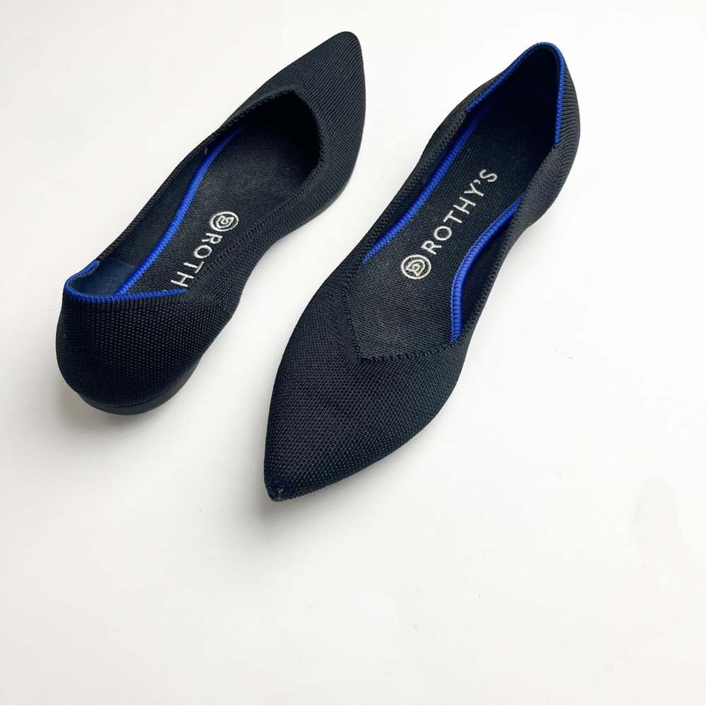 ROTHY’S The Point Classic Black Knit Slip On Flats, Size 9 Casual Quiet Luxury